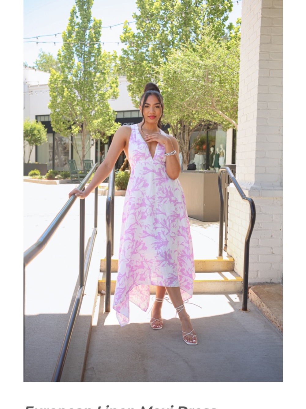Banana Republic Pink & White Floral High-Low Maxi Dress NWT size 14